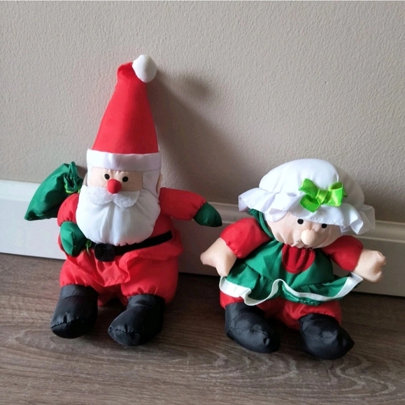 Vintage Santa Mr And Mrs Claus Polyester Plush Stuffins 10" Christmas Decor - Picture 1 of 7